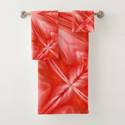 Poinciana Red Milky White Cloudy Abstract Design Bad Handdoek (Insitu)