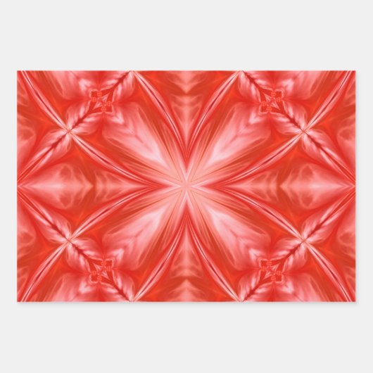 Poinciana Red Milky White Cloudy Abstract Design Inpakpapier Vel (Voorkant 3)