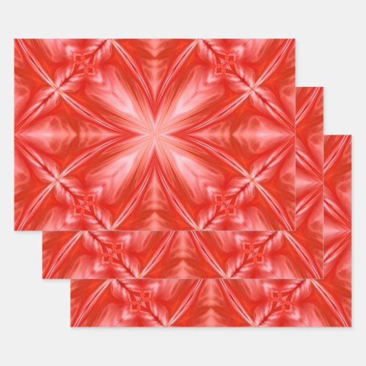 Poinciana Red Milky White Cloudy Abstract Design Inpakpapier Vel (Set)