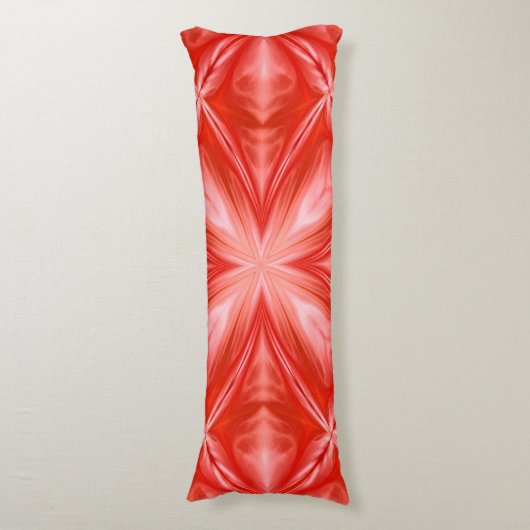 Poinciana Red Milky White Cloudy Abstract Design Lichaamskussen (Voorkant Verticaal)