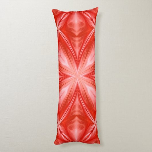 Poinciana Red Milky White Cloudy Abstract Design Lichaamskussen (Achterkant (Verticaal))