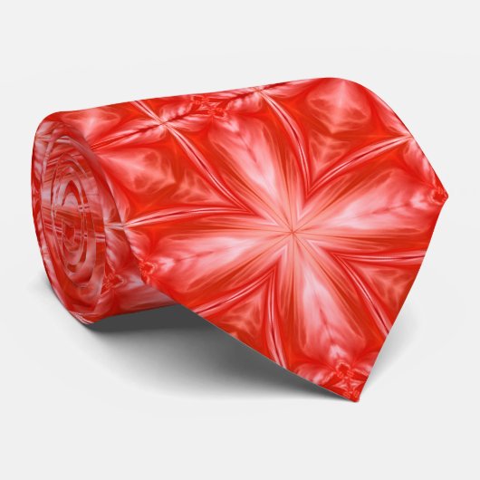 Poinciana Red Milky White Cloudy Abstract Design Stropdas (Opgerold)