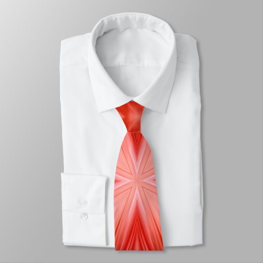 Poinciana Red Milky White Cloudy Abstract Design Stropdas (Gebonden)