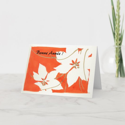 Poinsetia Bonne Jaar Feestdagen Kaart (Voorkant)