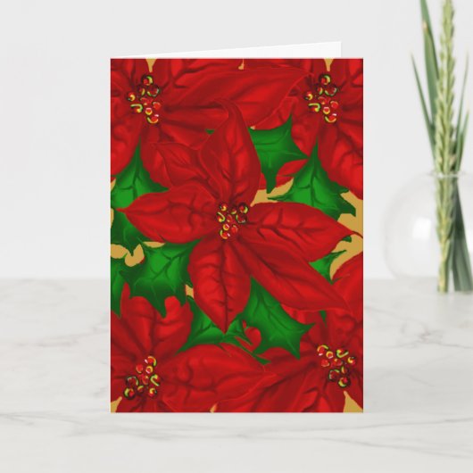 Poinsetta Boeket Christmas Kaart (Voorkant)