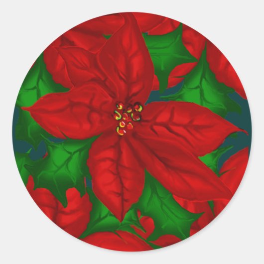 Poinsetta-Kerst sticker (Voorkant)
