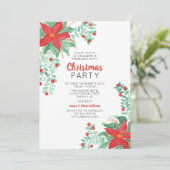 Poinsetta Kerstvakantie Feest Uitnodiging (Staand voorkant)
