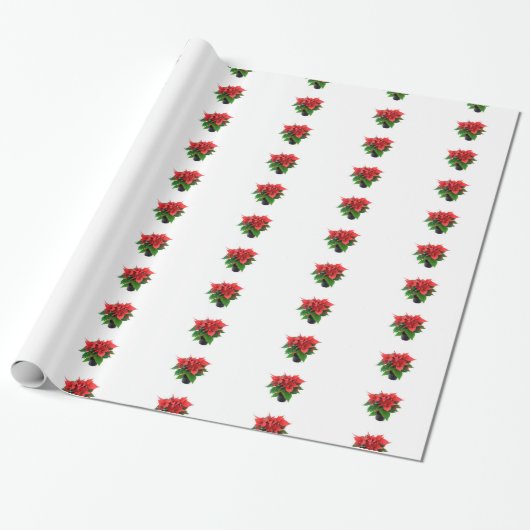 Poinsetta-pakpapier Cadeaupapier (Uitgerold)