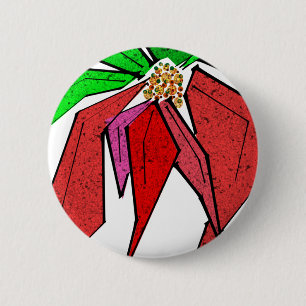 Poinsetta Pin Ronde Button 5,7 Cm