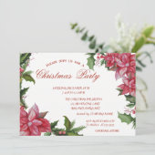 Poinsetta, Red Corporate Kerstparty Kaart (Staand voorkant)