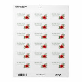 Poinsette Kerstmis Botanisch Adres Etiket (Full Sheet)