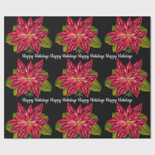 Poinsettia  30 x 6' Victoriaans kerst Cadeaupapier (Vlak)
