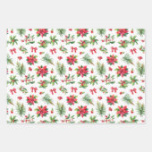 Poinsettia 3 Kerstmis coördineren Inpakpapier Vel (Voorkant 3)