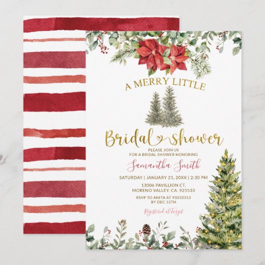 Poinsettia A Merry Little Bridal Shower Kaart (Voorkant / Achterkant)