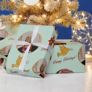 Poinsettia & aangepaste foto cadeaupapier