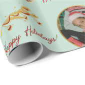 Poinsettia & aangepaste foto cadeaupapier (Rol Hoek)