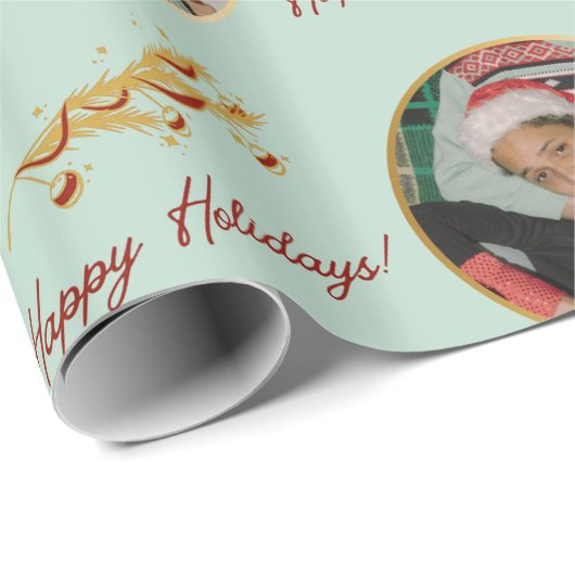 Poinsettia & aangepaste foto cadeaupapier (Rol Hoek)