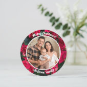 Poinsettia Aangepaste fotofamilie Feestdagenkaart (Staand voorkant)