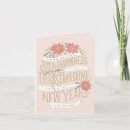 Poinsettia-aankopen en banners feestdagen kaart