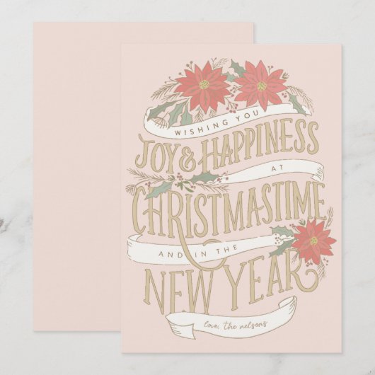 Poinsettia-aankopen en banners feestdagenkaart (Voorkant / Achterkant)