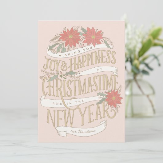 Poinsettia-aankopen en banners feestdagenkaart (Staand voorkant)