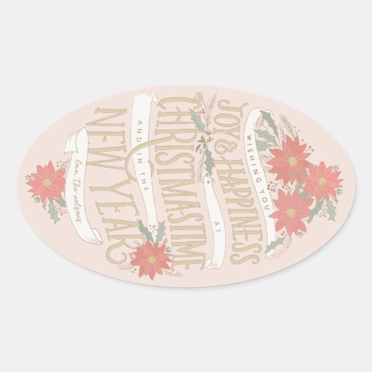 Poinsettia-aankopen en banners ovale sticker (Voorkant)