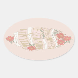 Poinsettia-aankopen en banners ovale sticker