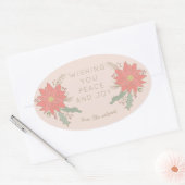 Poinsettia-aankopen en banners ovale sticker (Envelop)