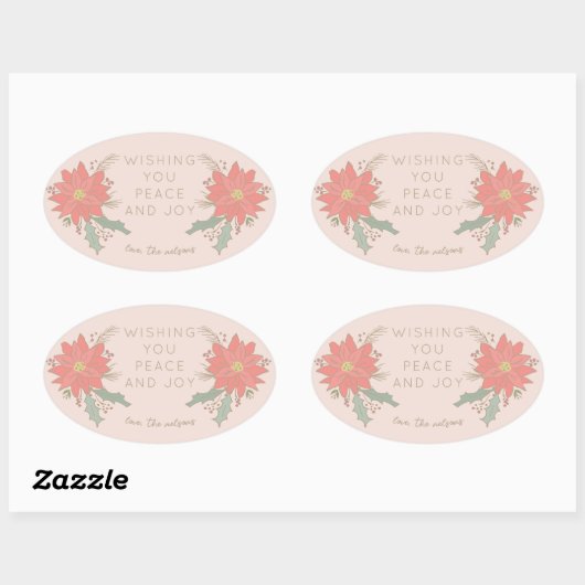 Poinsettia-aankopen en banners ovale sticker (Vel)
