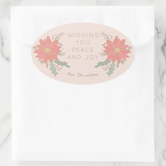 Poinsettia-aankopen en banners ovale sticker (Tas)