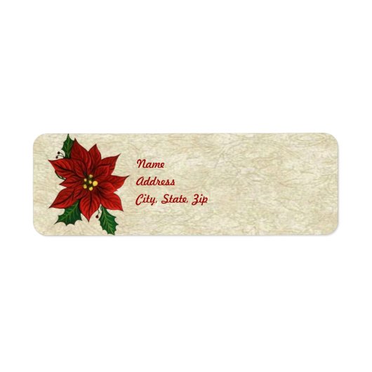 Poinsettia Address Label Sjabloon (Voorkant)