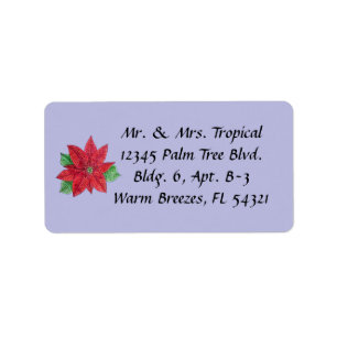 Poinsettia-Adresetiketten - Lavender Etiket