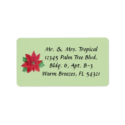  Poinsettia-Adresetiketten - Mint Etiket (Voorkant)