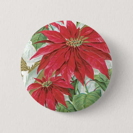 Poinsettia afbeelding. Ronde Button 5,7 Cm (Voorkant)