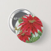 Poinsettia afbeelding. Ronde Button 5,7 Cm (Voorkant /achterkant)