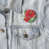 Poinsettia afbeelding. Ronde Button 5,7 Cm (In situ)