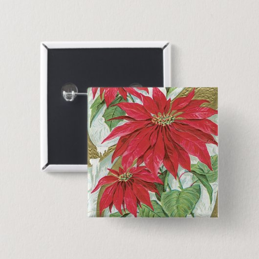 Poinsettia afbeelding. Vierkante Button 5,1 Cm (Voorkant /achterkant)