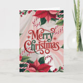 Poinsettia and Candy Canes Christmas Feestdagen Kaart (Voorkant)