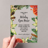 Poinsettia and Oranges Christmas Acryl Uitnodigingen (Insitu (Draagbaar))