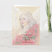 Poinsettia Angel Card Feestdagen Kaart (Achterkant)