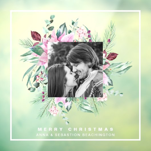 *~* Poinsettia AP20 Vette kerstfoto Raamsticker (Vel 3)