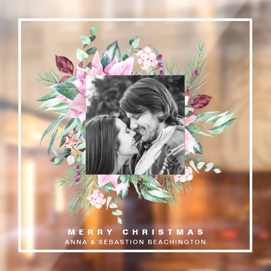 *~* Poinsettia AP20 Vette kerstfoto Raamsticker (Vel 2)