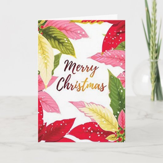 Poinsettia Assortiment" Kerst Wenskaart Kaart (Voorkant)