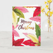Poinsettia Assortiment" Kerst Wenskaart Kaart (Gele Bloem)