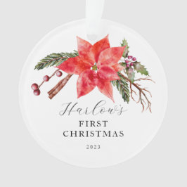 Poinsettia Baby's Eerste Kerstmis Ornament