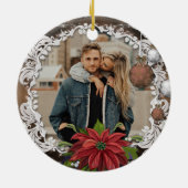 Poinsettia Bauble |  kerstfeestfoto Keramisch Ornament (Achterkant)