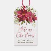 Poinsettia Bedrijfs Kerstmis Cadeaulabel (Achterkant)