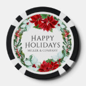 Poinsettia Bedrijfs Kerstvakantie Feest Poker Chips (Achterkant)