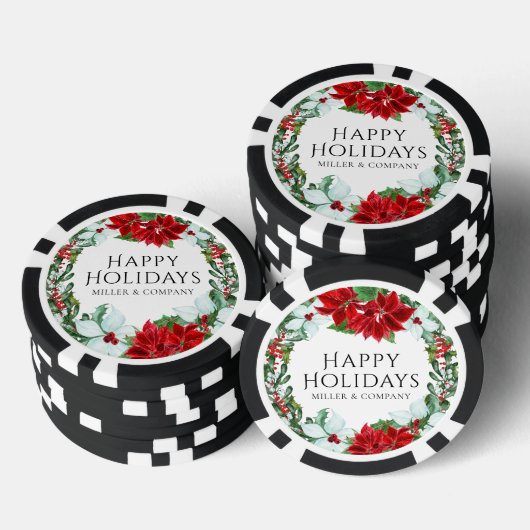 Poinsettia Bedrijfs Kerstvakantie Feest Poker Chips (Opstapeling)