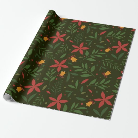 Poinsettia & Bell Elegance Cadeaupapier (Uitgerold)